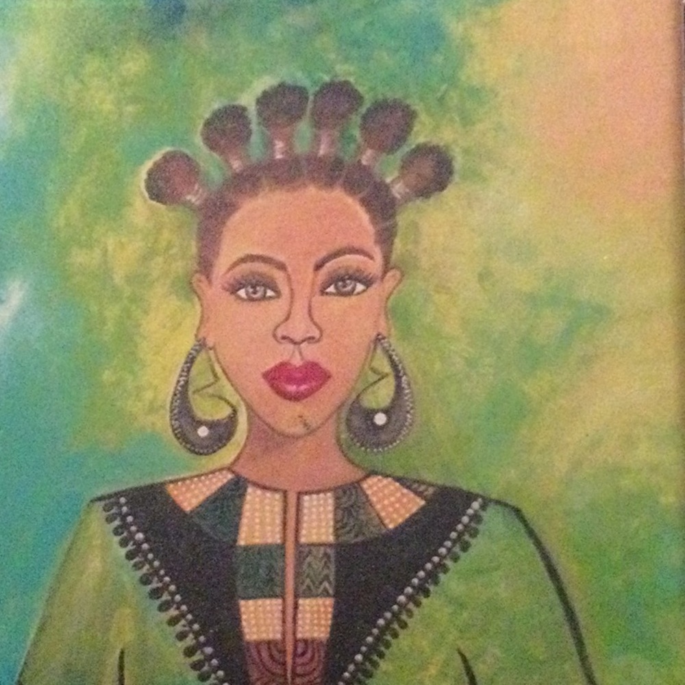 Coasters with African American female faces, set of four - Picture 4 of 7